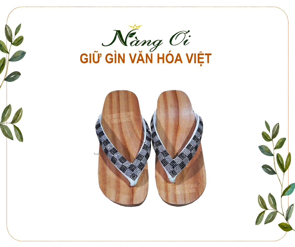 guốc gỗ Việt Nam mang phong cách ngày xưa cao 3cm dễ di chuyển